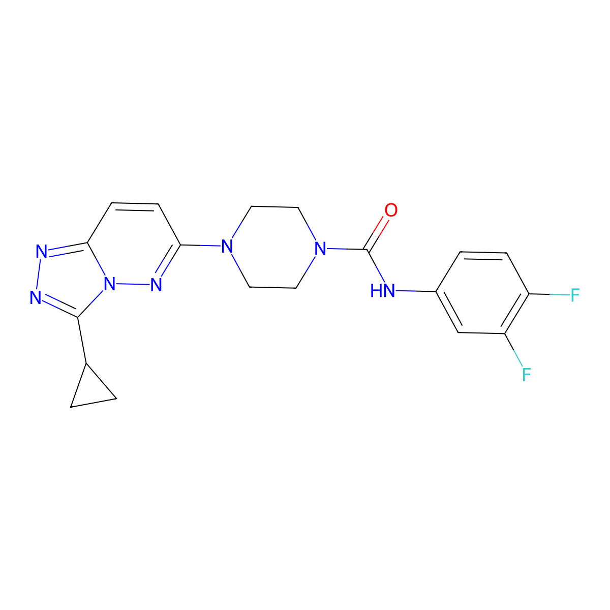 4-{3-cyclopropyl-[1,2,4]triazolo[4,3-b]pyridazin-6-yl}-N-(3,4-difluorophenyl)piperazine-1-carboxamide molecular structure, CAS 1058234-74-4