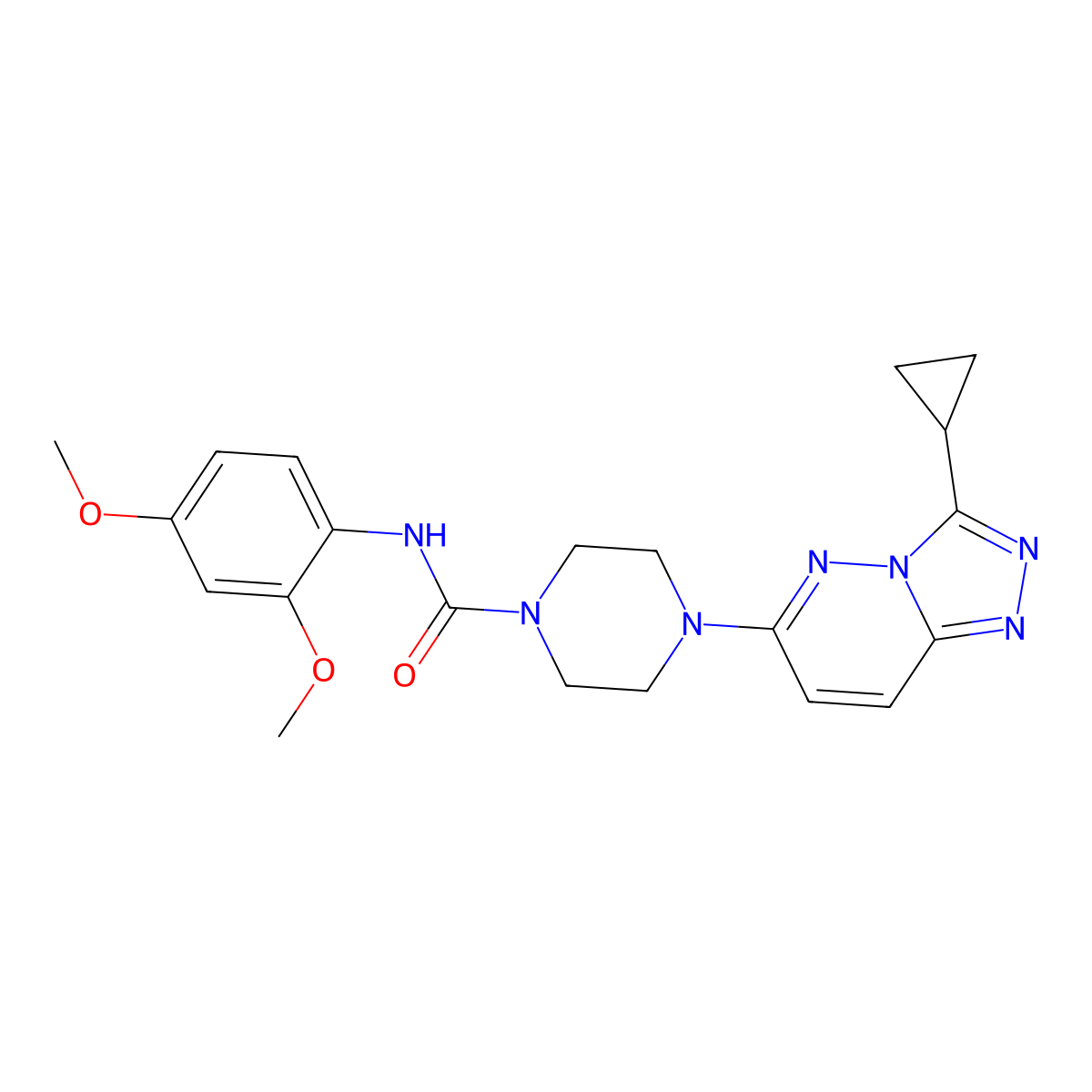 4-{3-cyclopropyl-[1,2,4]triazolo[4,3-b]pyridazin-6-yl}-N-(2,4-dimethoxyphenyl)piperazine-1-carboxamide molecular structure, CAS 1058234-75-5
