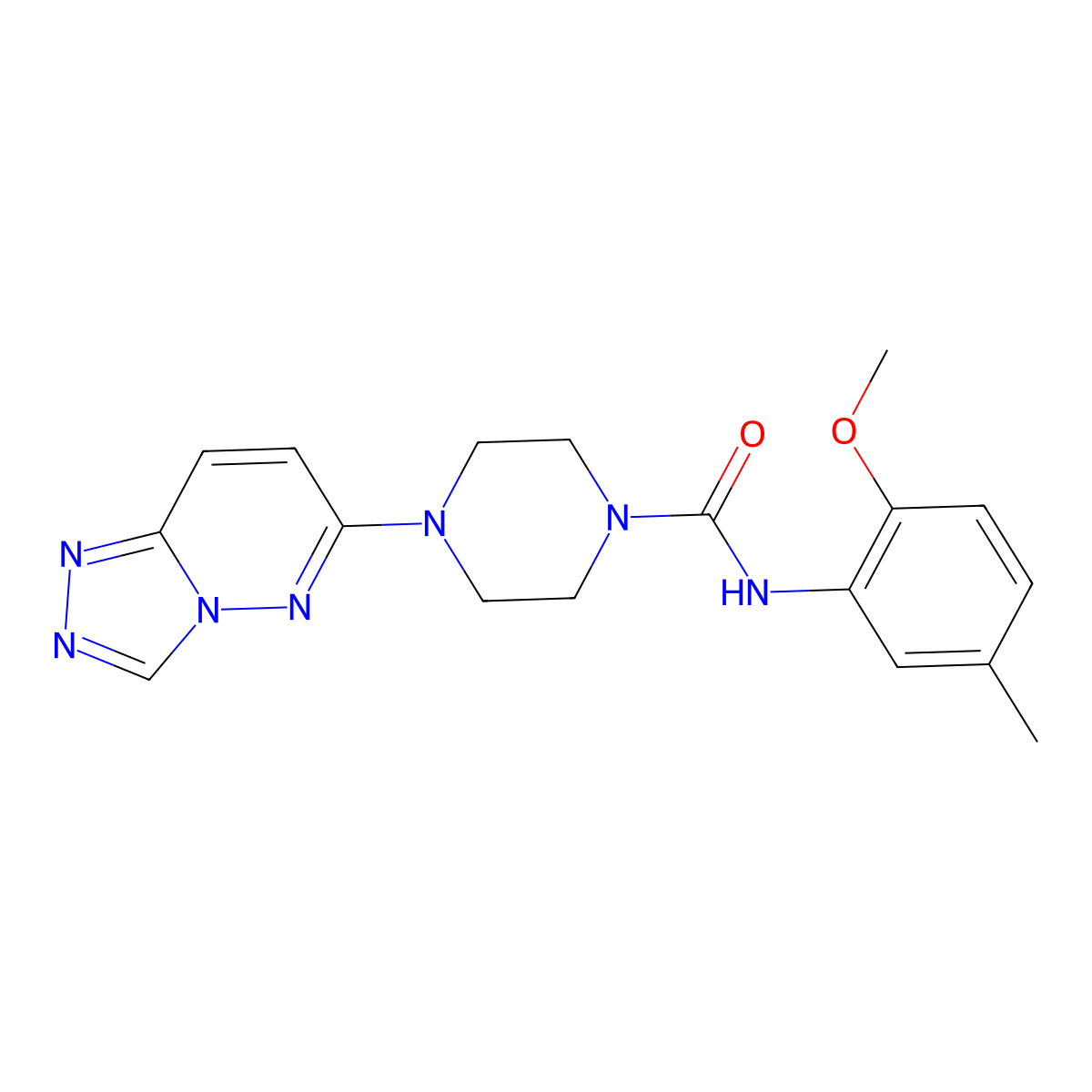 4-([1,2,4]triazolo[4,3-b]pyridazin-6-yl)-N-(2-methoxy-5-methylphenyl)piperazine-1-carboxamide molecular structure, CAS 1058237-09-4