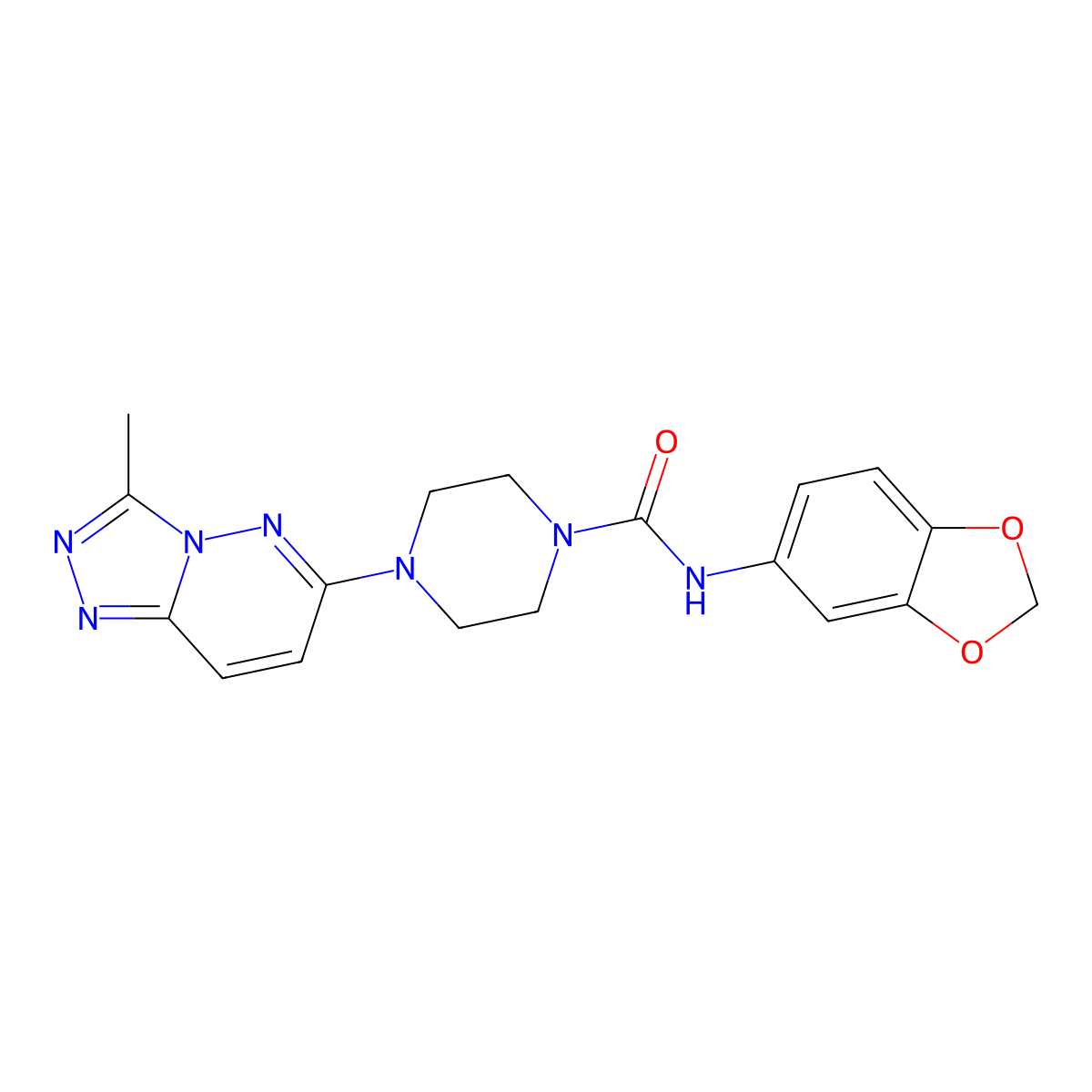 N-(2H-1,3-benzodioxol-5-yl)-4-{3-methyl-[1,2,4]triazolo[4,3-b]pyridazin-6-yl}piperazine-1-carboxamide molecular structure, CAS 1058237-39-0