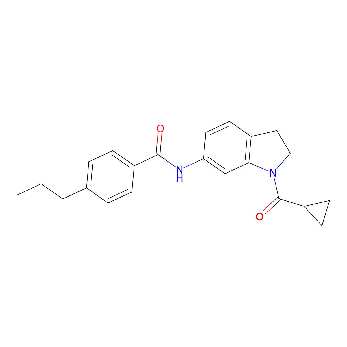 N-(1-(cyclopropanecarbonyl)indolin-6-yl)-4-propylbenzamide molecular structure, CAS 1058237-98-1