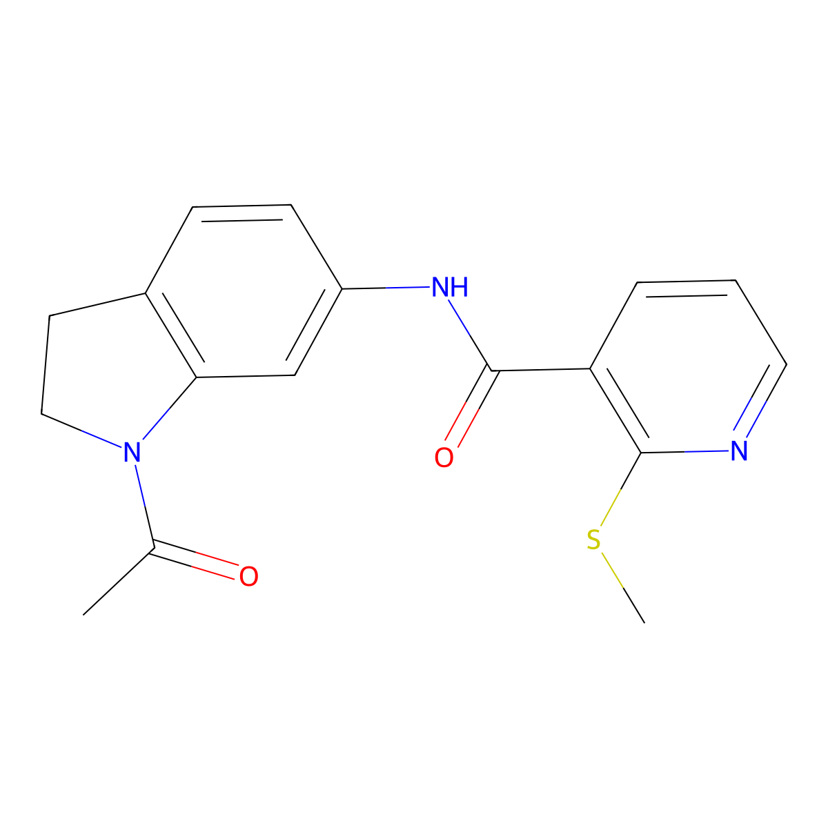 N-(1-acetyl-2,3-dihydro-1H-indol-6-yl)-2-(methylsulfanyl)pyridine-3-carboxamide molecular structure, CAS 1058238-28-0