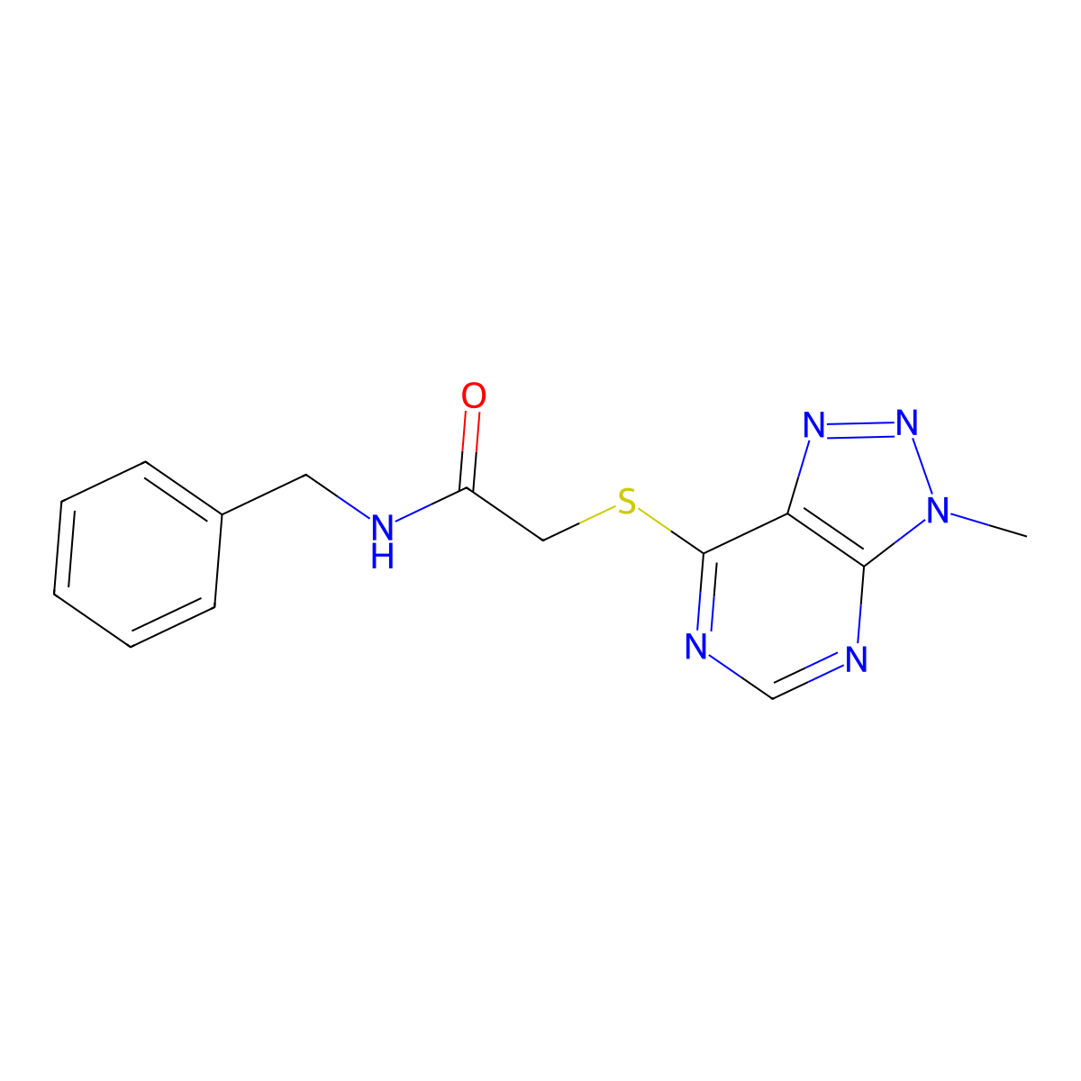 N-benzyl-2-((3-methyl-3H-[1,2,3]triazolo[4,5-d]pyrimidin-7-yl)thio)acetamide molecular structure, CAS 1058238-55-3
