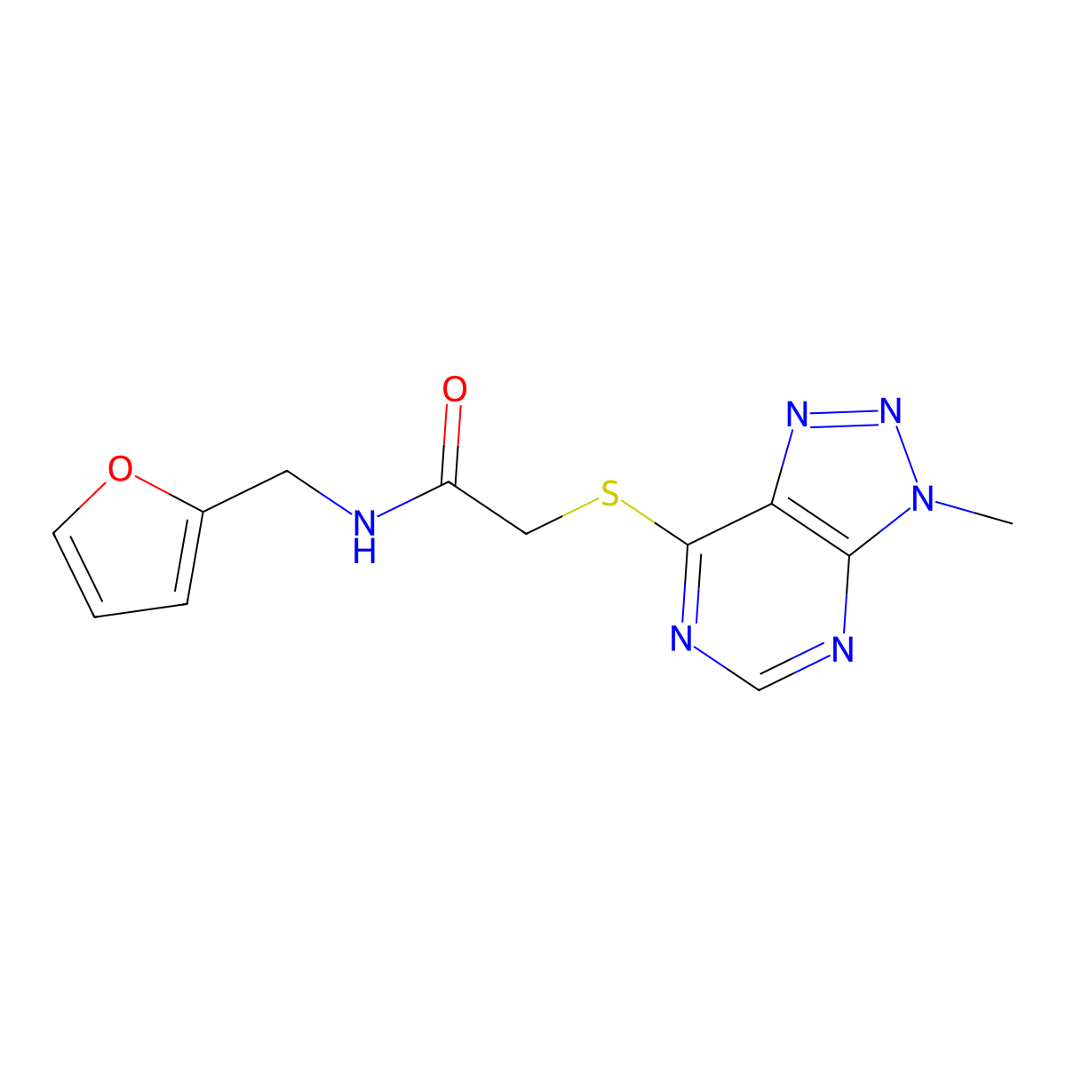 N-(furan-2-ylmethyl)-2-((3-methyl-3H-[1,2,3]triazolo[4,5-d]pyrimidin-7-yl)thio)acetamide molecular structure, CAS 1058238-56-4