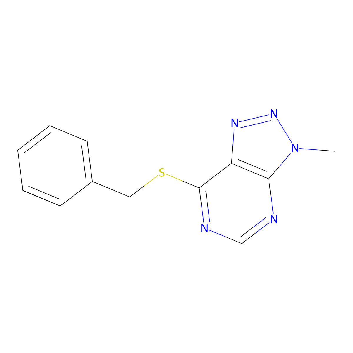 7-(benzylthio)-3-methyl-3H-[1,2,3]triazolo[4,5-d]pyrimidine molecular structure, CAS 1058238-61-1