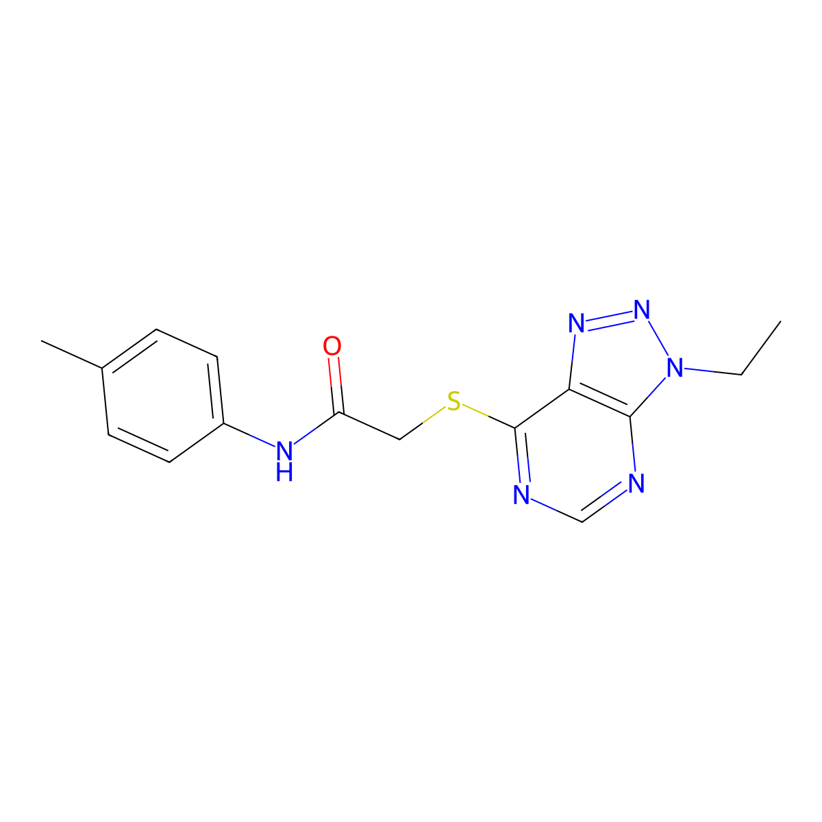 2-((3-ethyl-3H-[1,2,3]triazolo[4,5-d]pyrimidin-7-yl)thio)-N-(p-tolyl)acetamide molecular structure, CAS 1058238-74-6