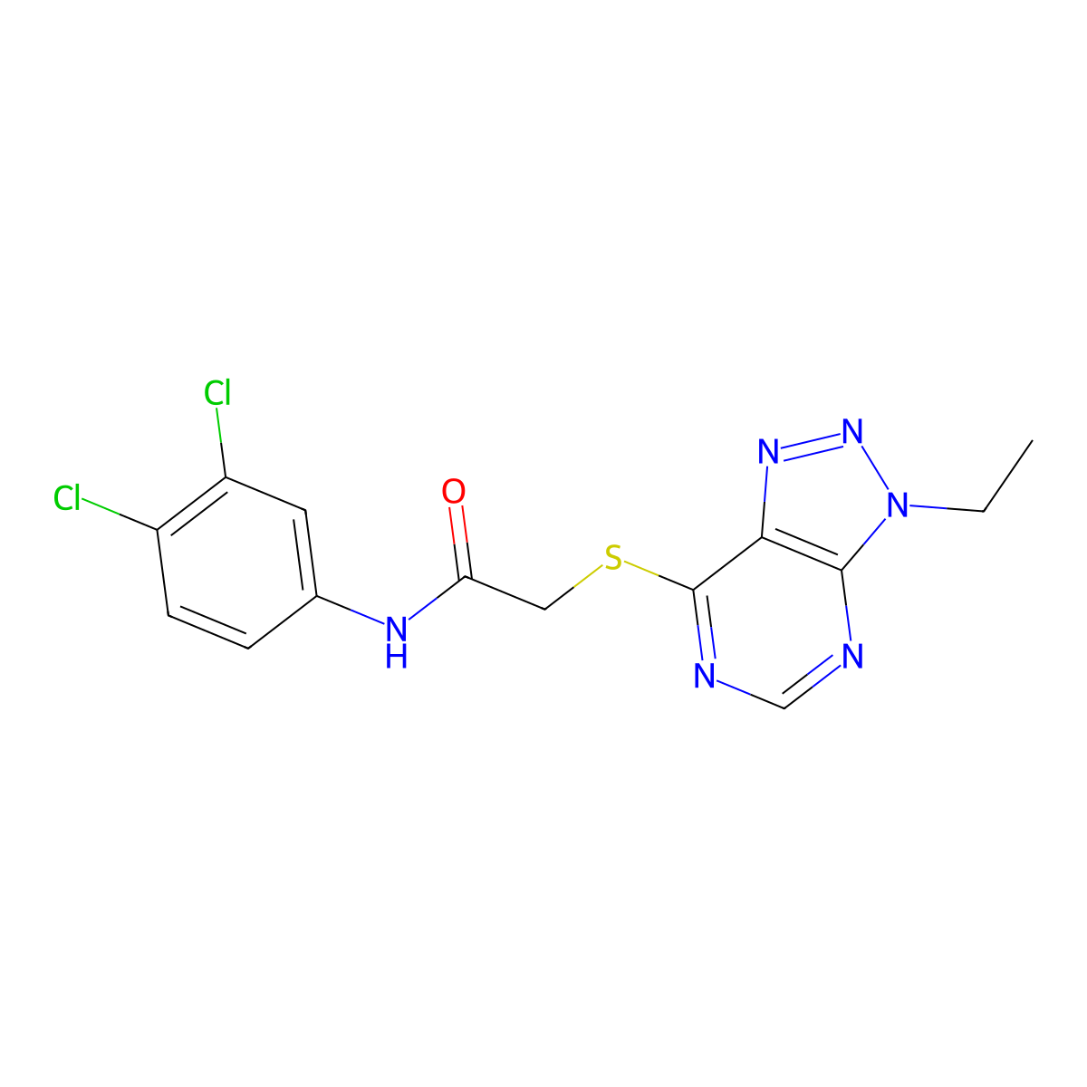 N-(3,4-dichlorophenyl)-2-((3-ethyl-3H-[1,2,3]triazolo[4,5-d]pyrimidin-7-yl)thio)acetamide molecular structure, CAS 1058238-78-0