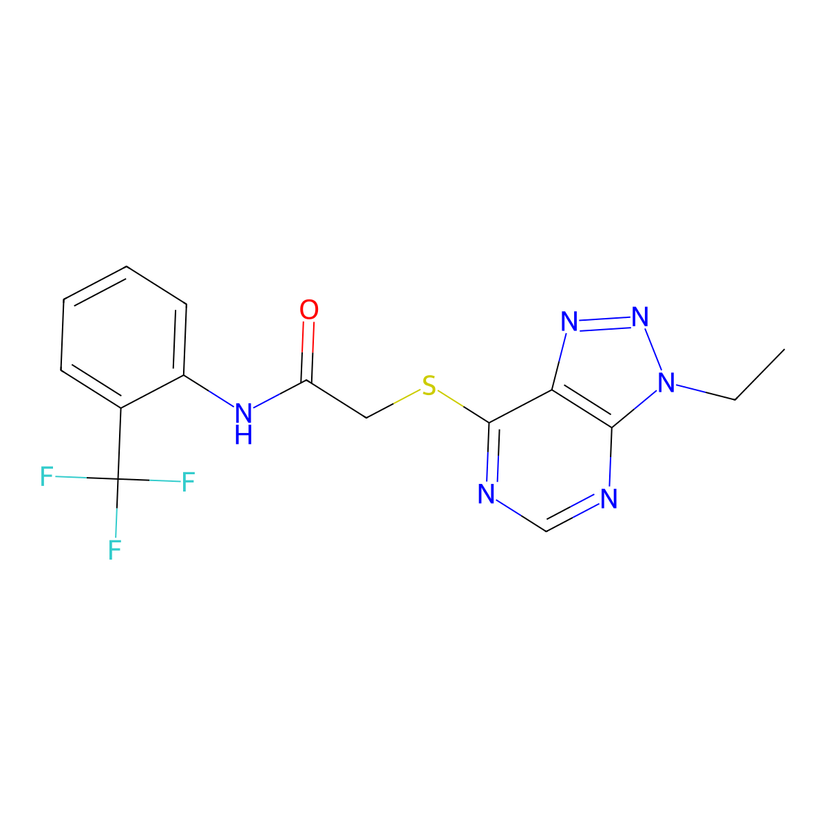 2-((3-ethyl-3H-[1,2,3]triazolo[4,5-d]pyrimidin-7-yl)thio)-N-(2-(trifluoromethyl)phenyl)acetamide molecular structure, CAS 1058238-81-5