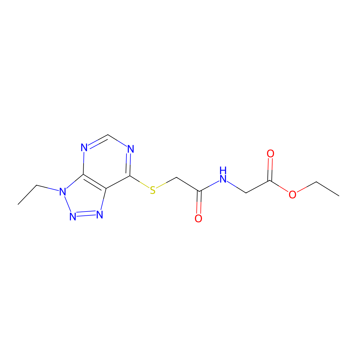 ethyl 2-(2-((3-ethyl-3H-[1,2,3]triazolo[4,5-d]pyrimidin-7-yl)thio)acetamido)acetate molecular structure, CAS 1058238-85-9