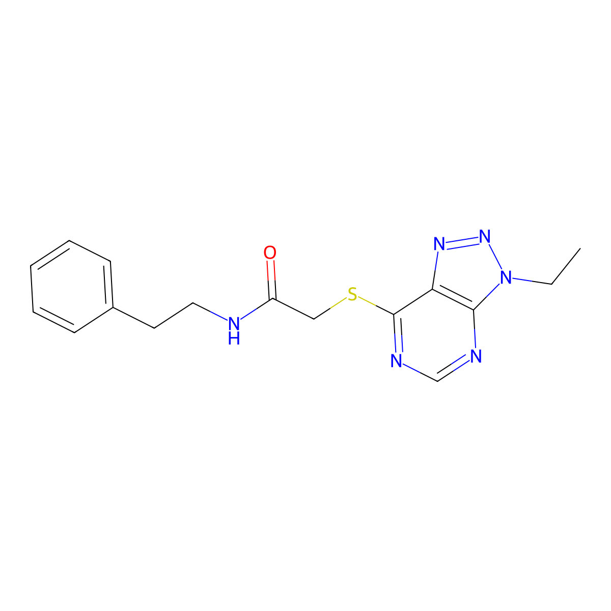 2-((3-ethyl-3H-[1,2,3]triazolo[4,5-d]pyrimidin-7-yl)thio)-N-phenethylacetamide molecular structure, CAS 1058238-87-1