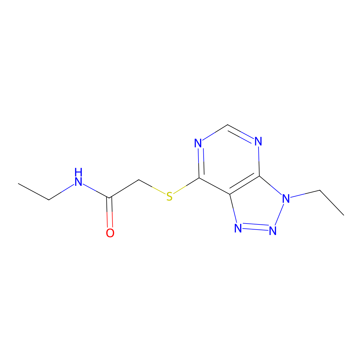 N-ethyl-2-({3-ethyl-3H-[1,2,3]triazolo[4,5-d]pyrimidin-7-yl}sulfanyl)acetamide molecular structure, CAS 1058238-91-7
