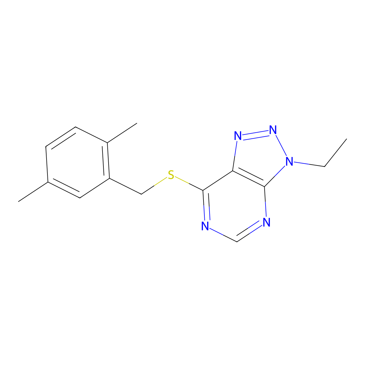 7-((2,5-dimethylbenzyl)thio)-3-ethyl-3H-[1,2,3]triazolo[4,5-d]pyrimidine molecular structure, CAS 1058238-94-0