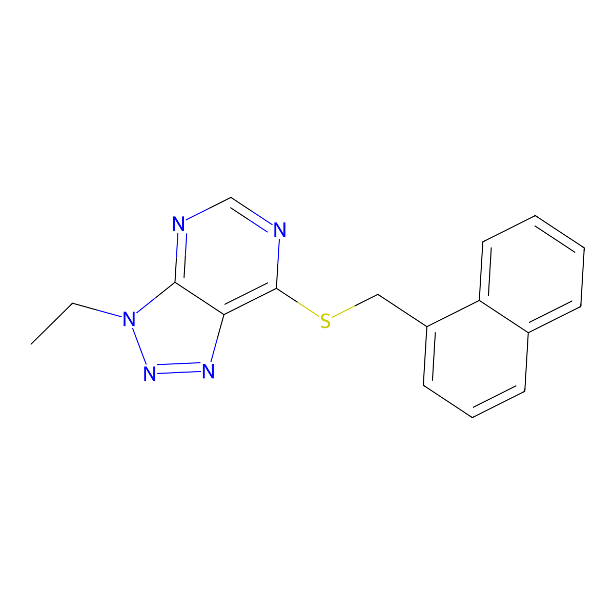 3-ethyl-7-((naphthalen-1-ylmethyl)thio)-3H-[1,2,3]triazolo[4,5-d]pyrimidine molecular structure, CAS 1058238-96-2