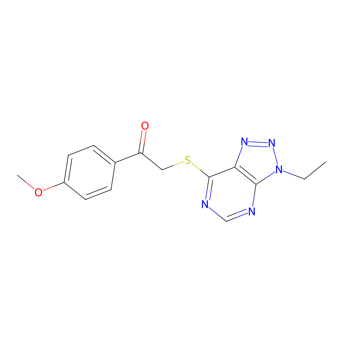 2-((3-ethyl-3H-[1,2,3]triazolo[4,5-d]pyrimidin-7-yl)thio)-1-(4-methoxyphenyl)ethanone molecular structure, CAS 1058238-99-5