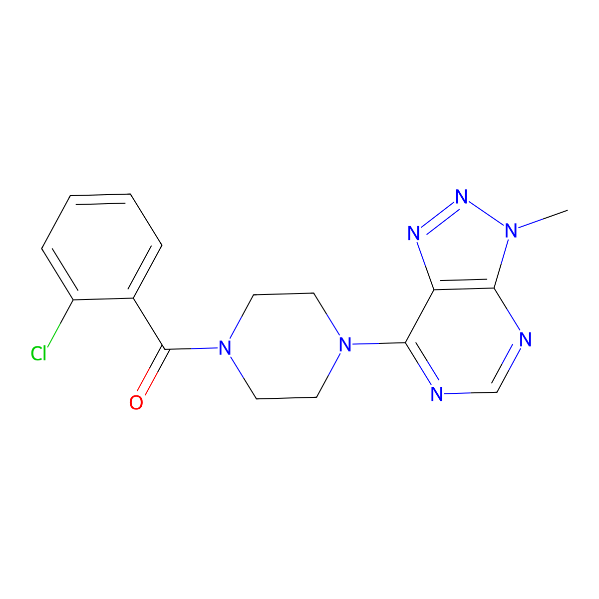 1-(2-chlorobenzoyl)-4-{3-methyl-3H-[1,2,3]triazolo[4,5-d]pyrimidin-7-yl}piperazine molecular structure, CAS 1058239-11-4