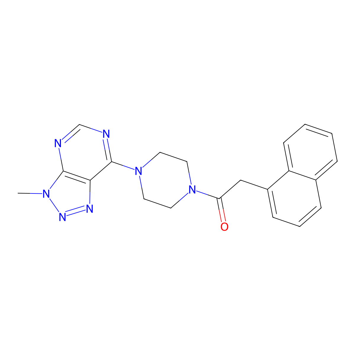 1-(4-{3-methyl-3H-[1,2,3]triazolo[4,5-d]pyrimidin-7-yl}piperazin-1-yl)-2-(naphthalen-1-yl)ethan-1-one molecular structure, CAS 1058239-25-0