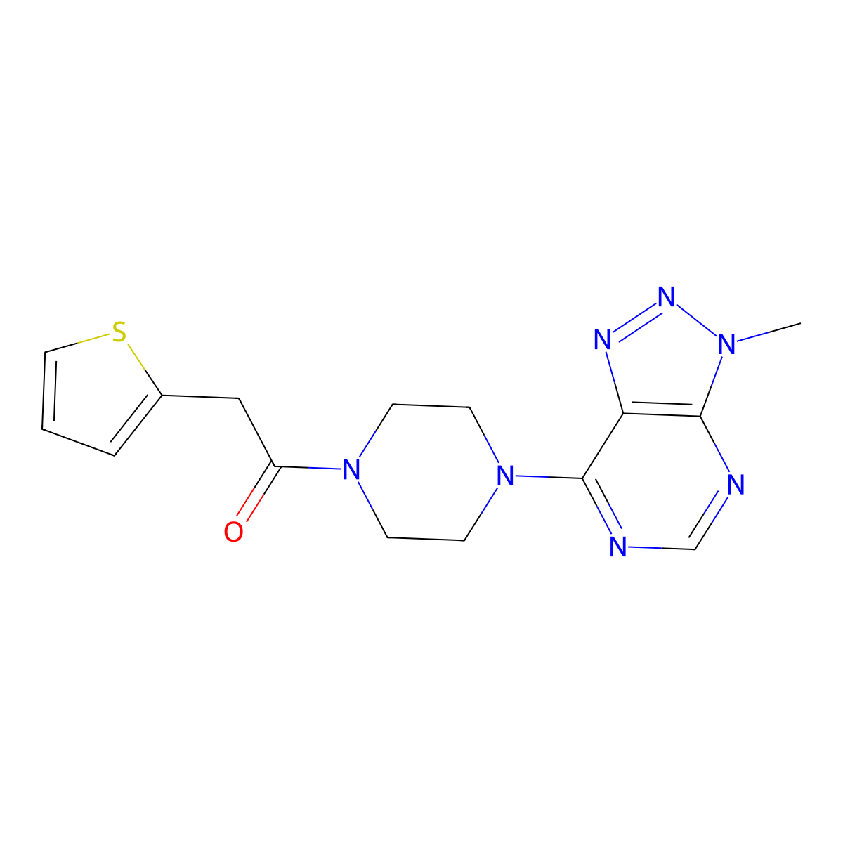 1-(4-{3-methyl-3H-[1,2,3]triazolo[4,5-d]pyrimidin-7-yl}piperazin-1-yl)-2-(thiophen-2-yl)ethan-1-one molecular structure, CAS 1058239-26-1