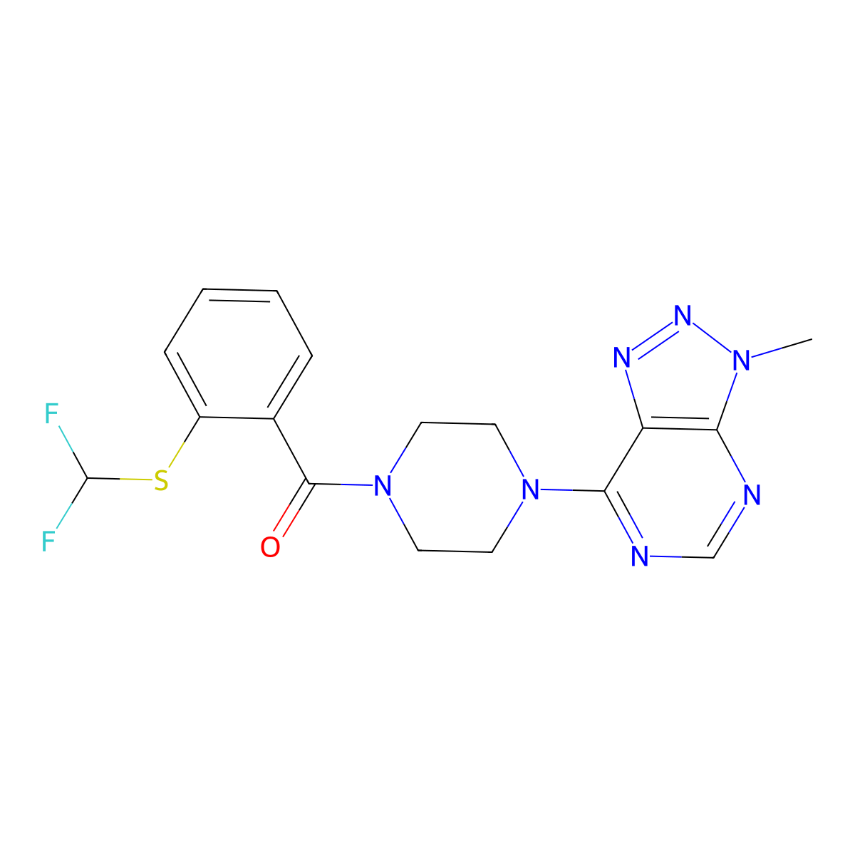 1-{2-[(difluoromethyl)sulfanyl]benzoyl}-4-{3-methyl-3H-[1,2,3]triazolo[4,5-d]pyrimidin-7-yl}piperazine molecular structure, CAS 1058239-33-0