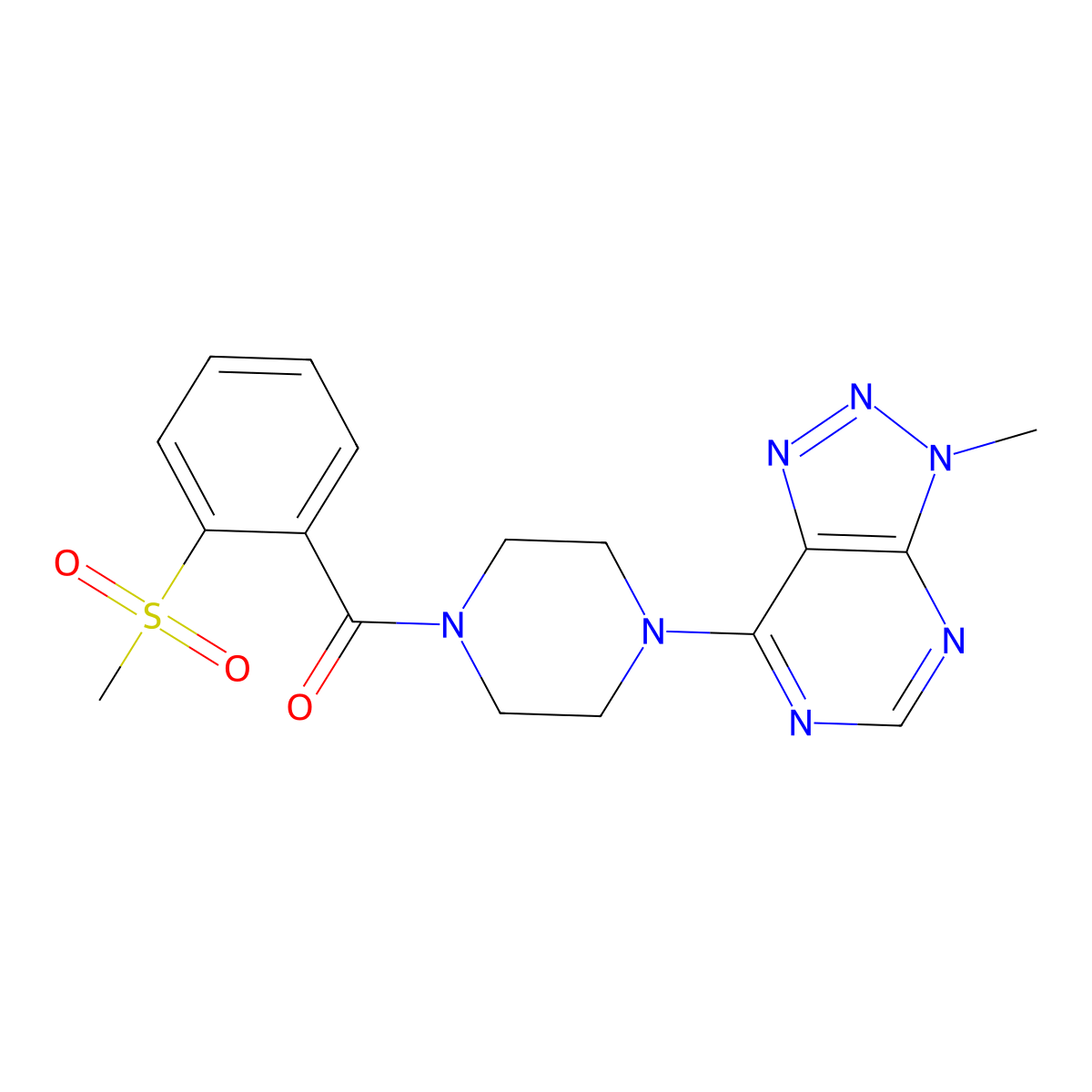 1-(2-methanesulfonylbenzoyl)-4-{3-methyl-3H-[1,2,3]triazolo[4,5-d]pyrimidin-7-yl}piperazine molecular structure, CAS 1058239-36-3