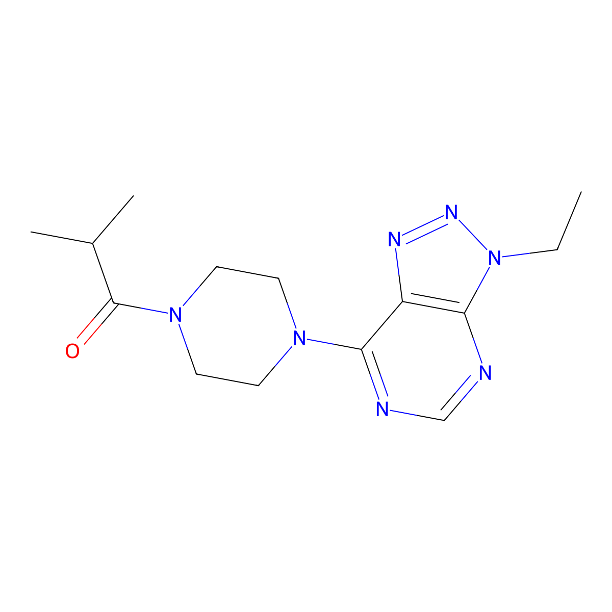 1-(4-{3-ethyl-3H-[1,2,3]triazolo[4,5-d]pyrimidin-7-yl}piperazin-1-yl)-2-methylpropan-1-one molecular structure, CAS 1058239-38-5