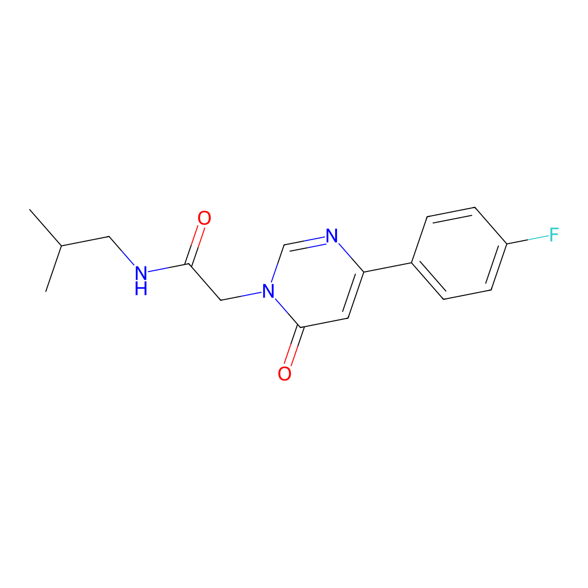 2-(4-(4-fluorophenyl)-6-oxopyrimidin-1(6H)-yl)-N-isobutylacetamide molecular structure, CAS 1058239-72-7