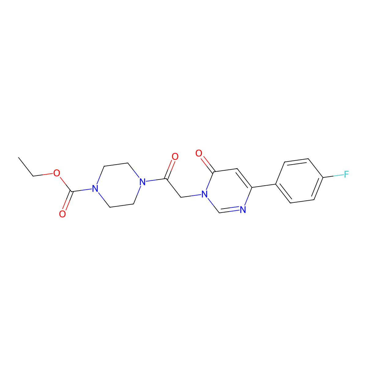 ethyl 4-(2-(4-(4-fluorophenyl)-6-oxopyrimidin-1(6H)-yl)acetyl)piperazine-1-carboxylate molecular structure, CAS 1058239-77-2