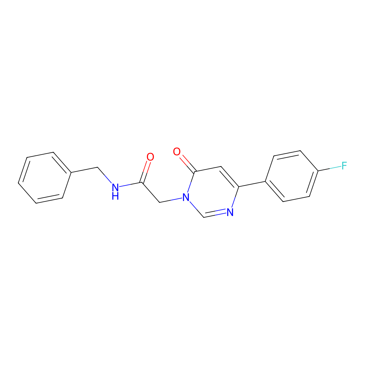N-benzyl-2-(4-(4-fluorophenyl)-6-oxopyrimidin-1(6H)-yl)acetamide molecular structure, CAS 1058239-81-8