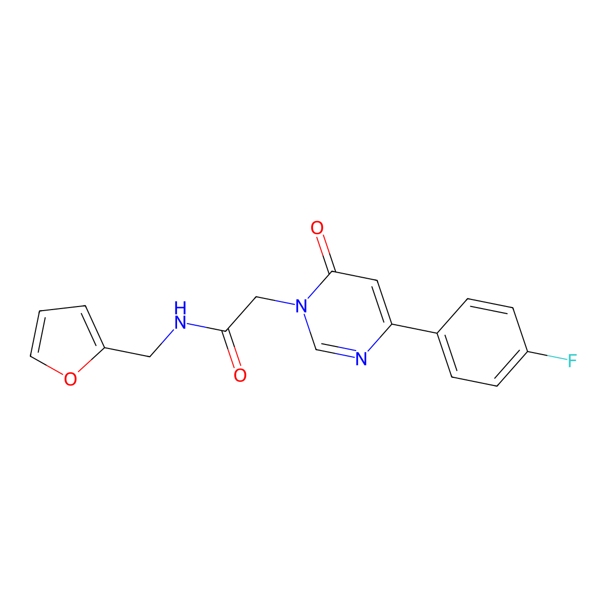 2-[4-(4-fluorophenyl)-6-oxo-1,6-dihydropyrimidin-1-yl]-N-[(furan-2-yl)methyl]acetamide molecular structure, CAS 1058239-82-9
