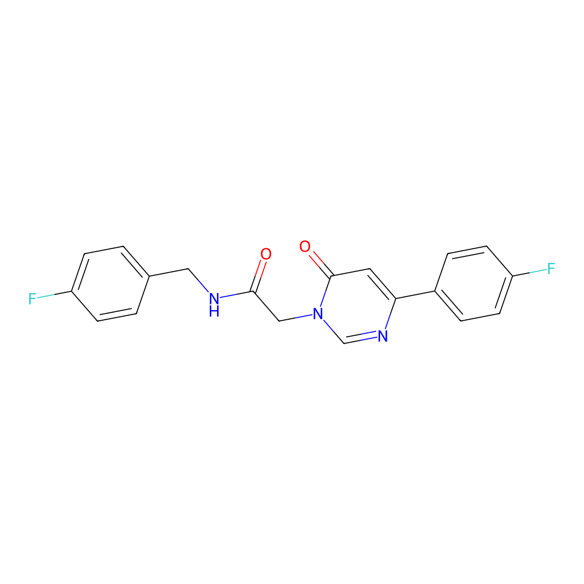 2-[4-(4-fluorophenyl)-6-oxo-1,6-dihydropyrimidin-1-yl]-N-[(4-fluorophenyl)methyl]acetamide molecular structure, CAS 1058239-97-6