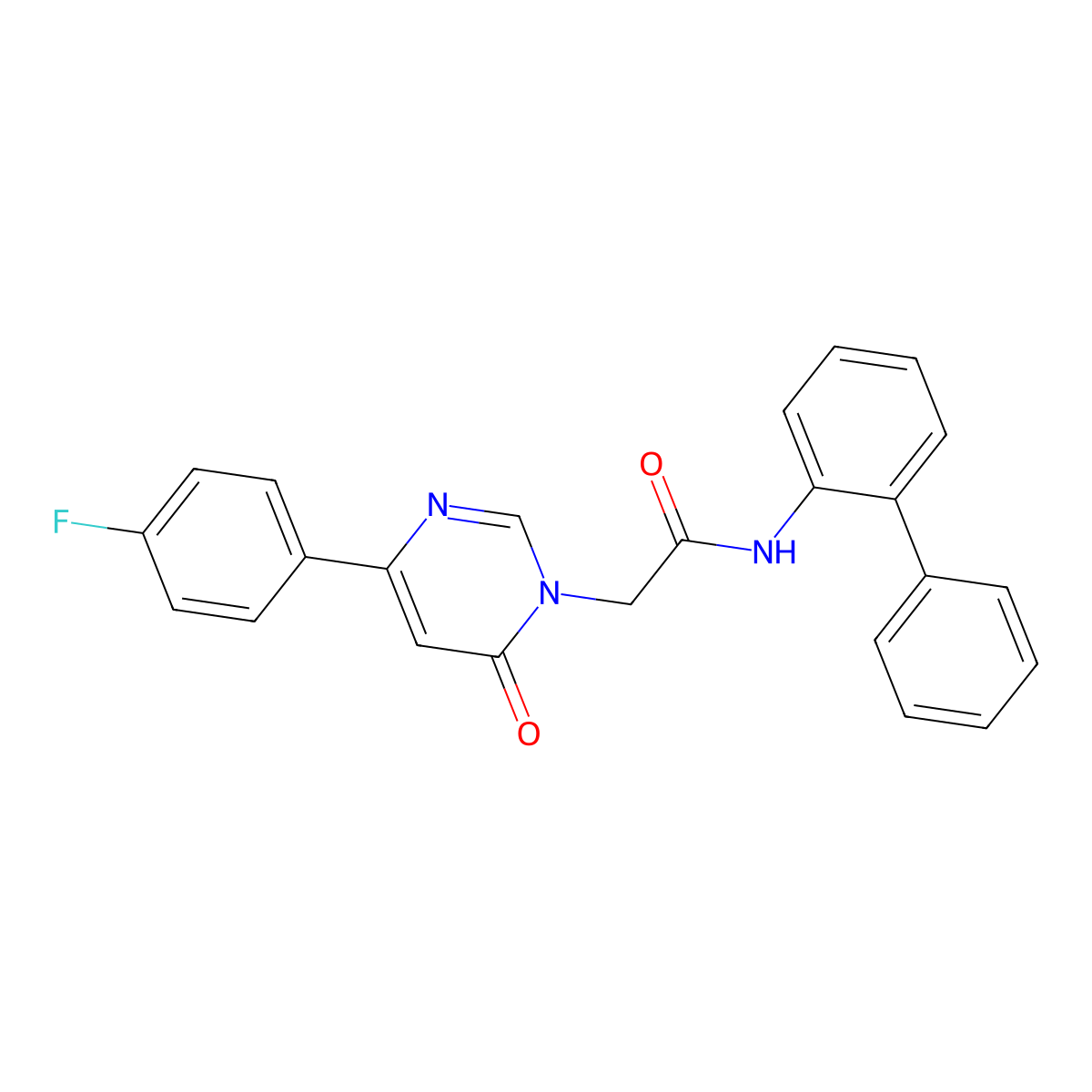 N-([1,1'-biphenyl]-2-yl)-2-(4-(4-fluorophenyl)-6-oxopyrimidin-1(6H)-yl)acetamide molecular structure, CAS 1058240-09-7