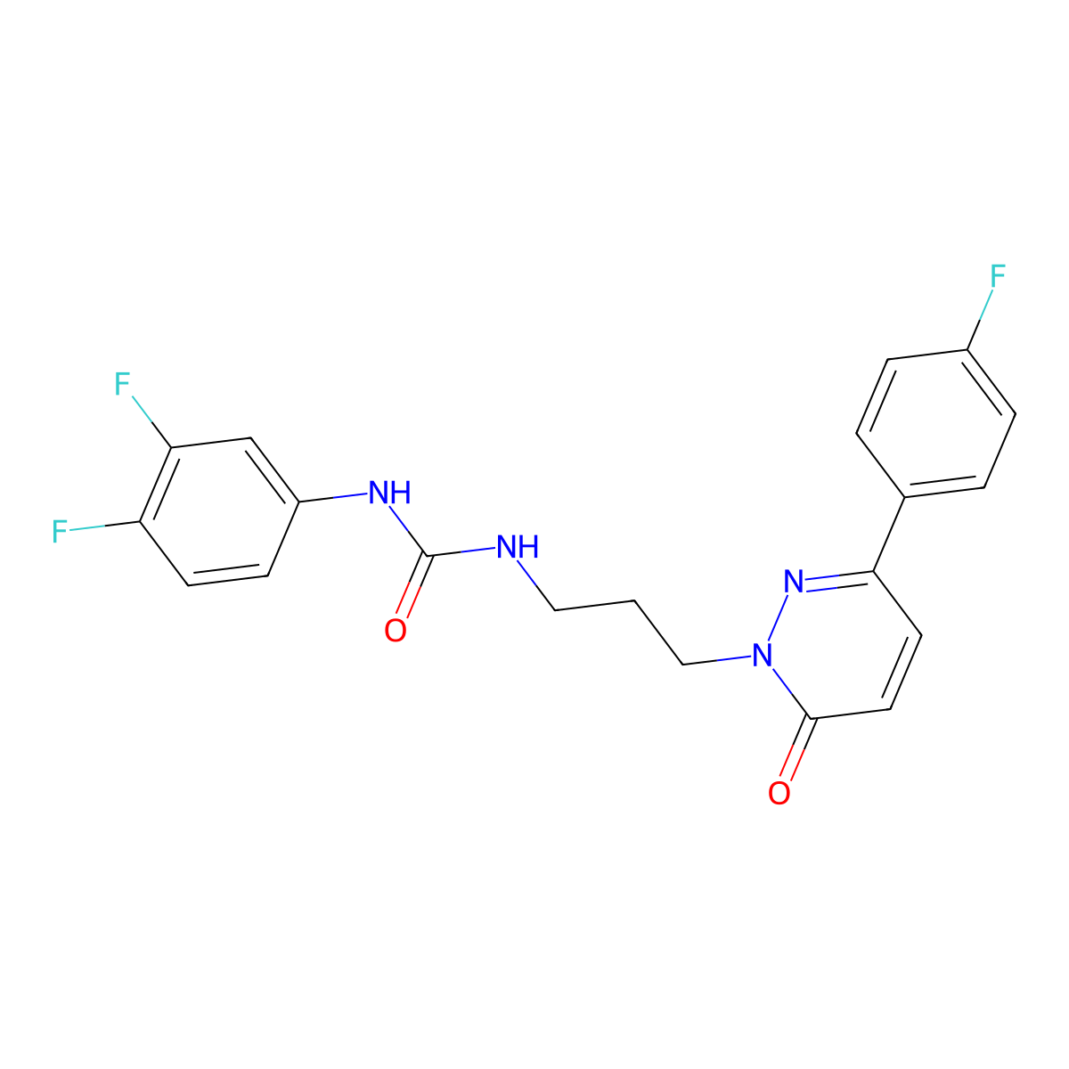 1-(3,4-difluorophenyl)-3-(3-(3-(4-fluorophenyl)-6-oxopyridazin-1(6H)-yl)propyl)urea molecular structure, CAS 1058241-38-5