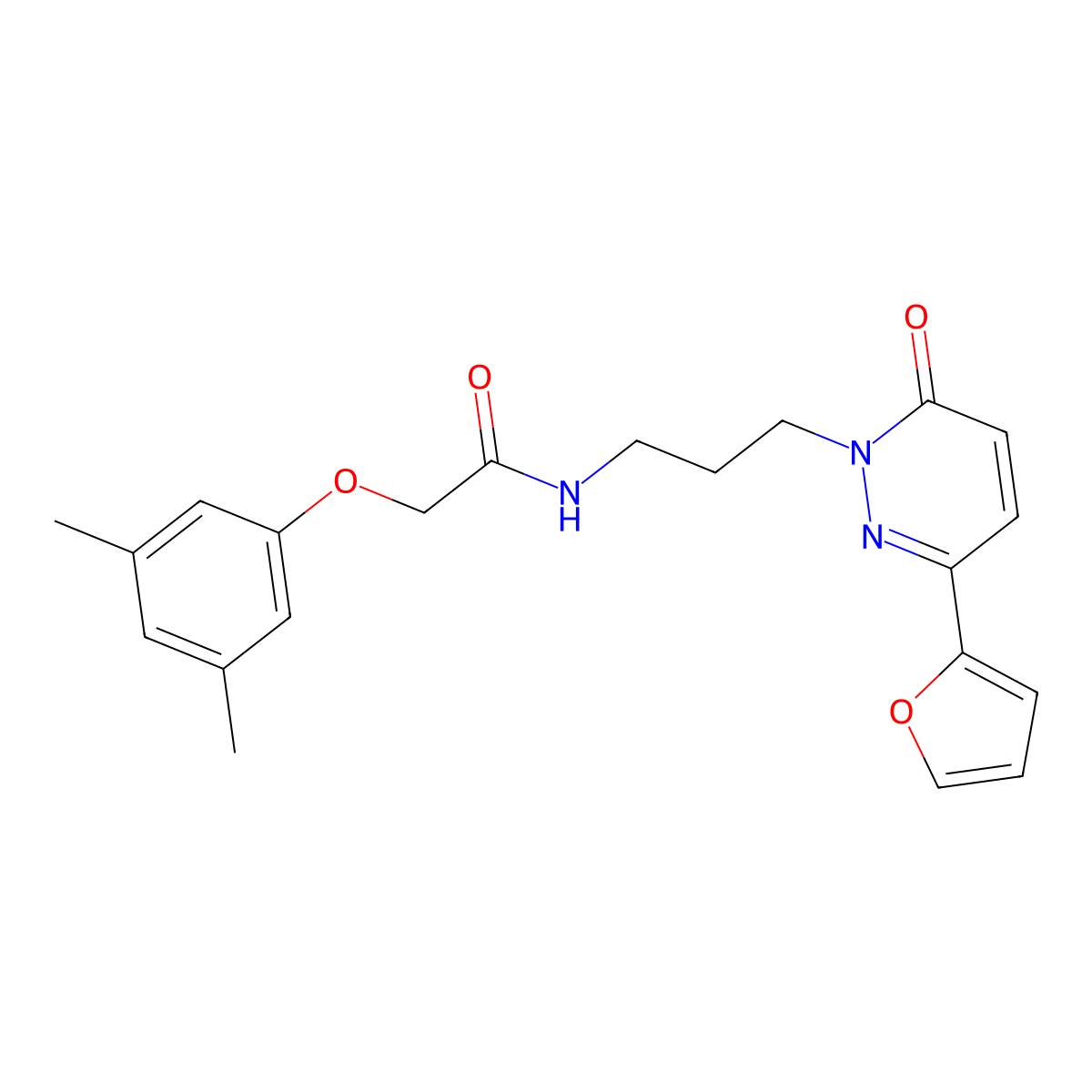 2-(3,5-dimethylphenoxy)-N-(3-(3-(furan-2-yl)-6-oxopyridazin-1(6H)-yl)propyl)acetamide molecular structure, CAS 1058241-56-7