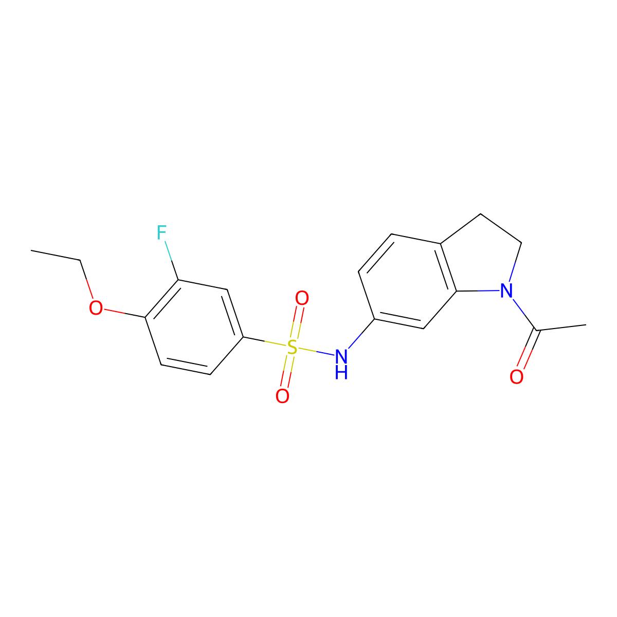 N-(1-acetyl-2,3-dihydro-1H-indol-6-yl)-4-ethoxy-3-fluorobenzene-1-sulfonamide molecular structure, CAS 1058244-38-4