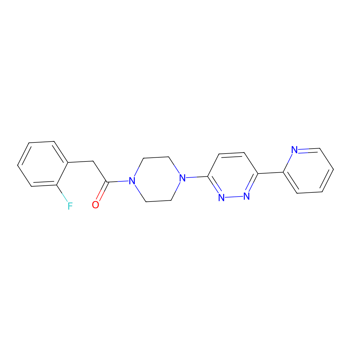 2-(2-Fluorophenyl)-1-(4-(6-(pyridin-2-yl)pyridazin-3-yl)piperazin-1-yl)ethanone molecular structure, CAS 1058248-72-8