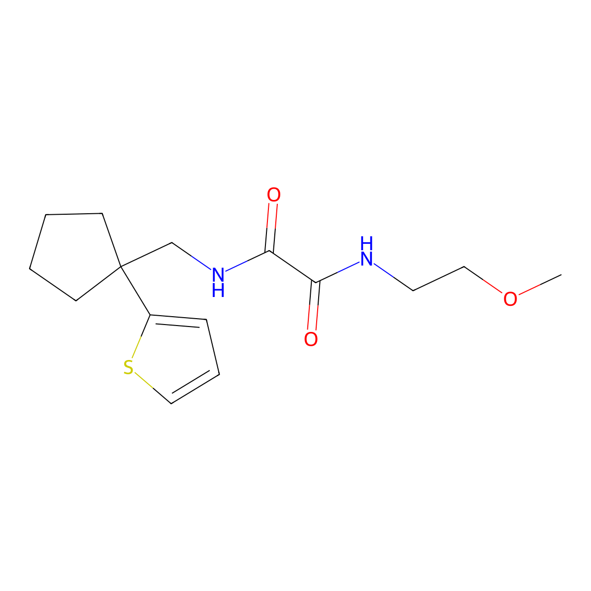 N-(2-methoxyethyl)-N'-{[1-(thiophen-2-yl)cyclopentyl]methyl}ethanediamide molecular structure, CAS 1058249-35-6
