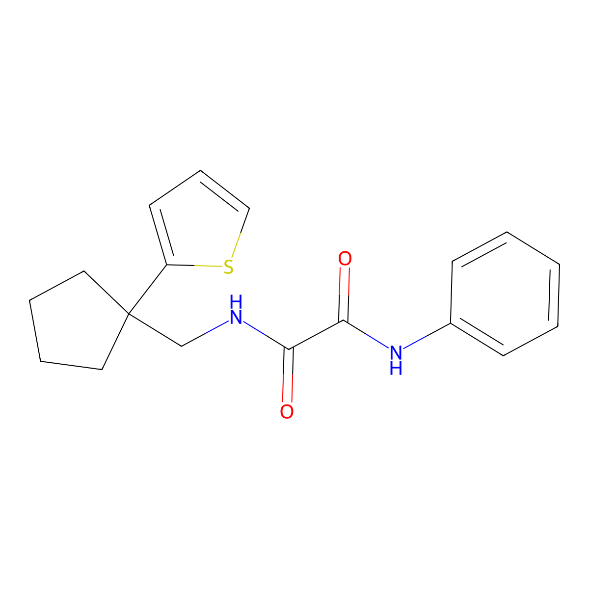 N'-phenyl-N-{[1-(thiophen-2-yl)cyclopentyl]methyl}ethanediamide molecular structure, CAS 1058249-44-7