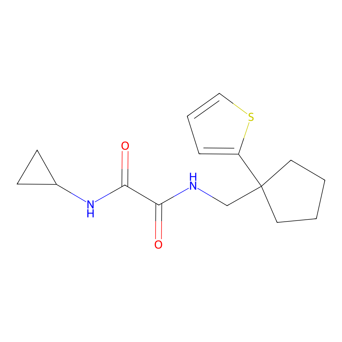 N-cyclopropyl-N'-{[1-(thiophen-2-yl)cyclopentyl]methyl}ethanediamide molecular structure, CAS 1058249-46-9