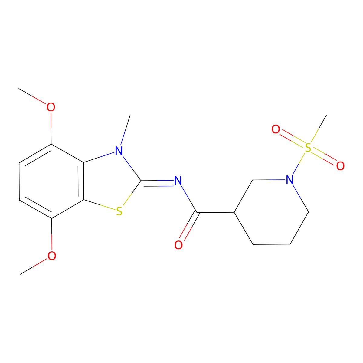(Z)-N-(4,7-dimethoxy-3-methylbenzo[d]thiazol-2(3H)-ylidene)-1-(methylsulfonyl)piperidine-3-carboxamide molecular structure, CAS 1058250-79-5