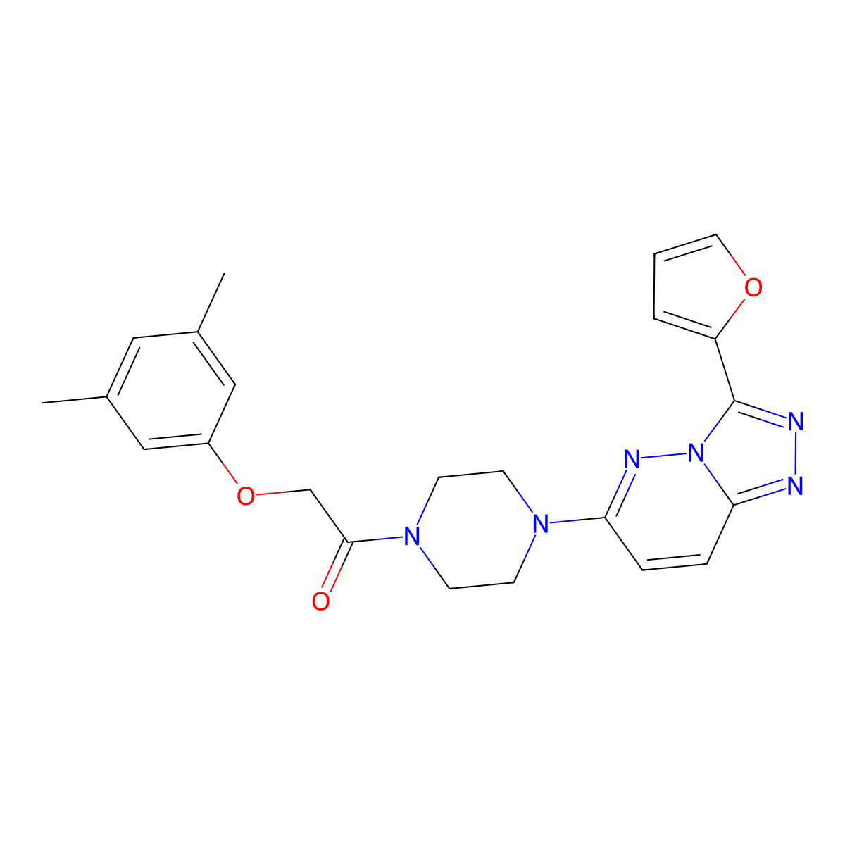 2-(3,5-Dimethylphenoxy)-1-{4-[3-(furan-2-yl)-[1,2,4]triazolo[4,3-b]pyridazin-6-yl]piperazin-1-yl}ethan-1-one molecular structure, CAS 1058255-93-8