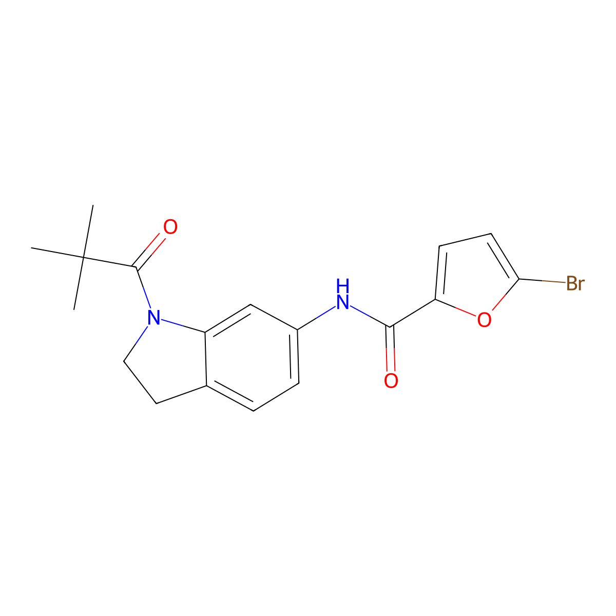 5-bromo-N-[1-(2,2-dimethylpropanoyl)-2,3-dihydro-1H-indol-6-yl]furan-2-carboxamide molecular structure, CAS 1058257-04-7