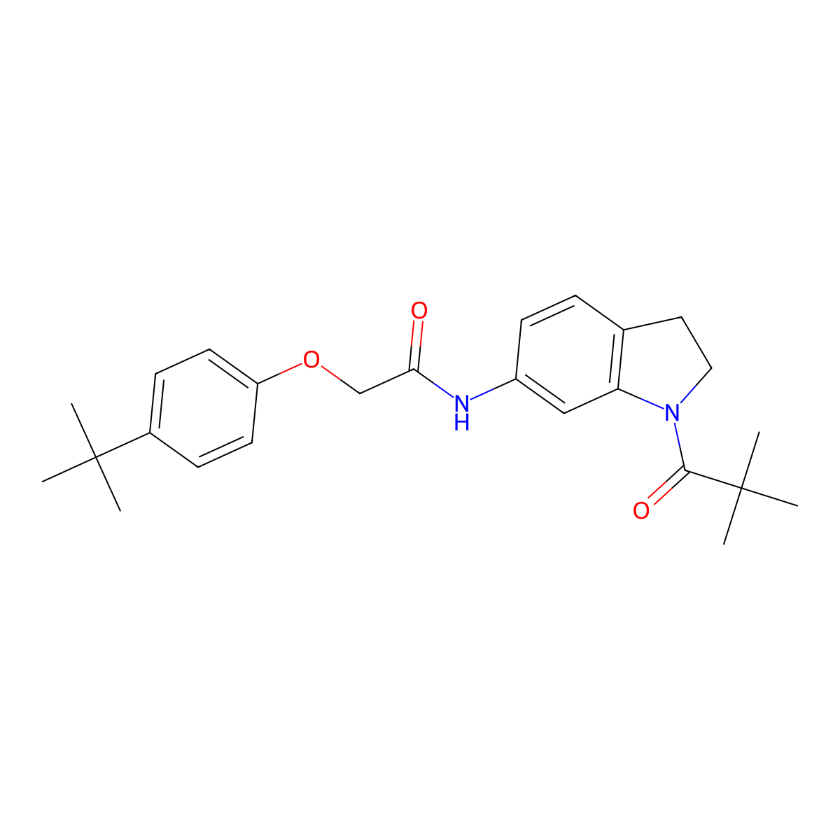 2-(4-(tert-butyl)phenoxy)-N-(1-pivaloylindolin-6-yl)acetamide molecular structure, CAS 1058257-10-5