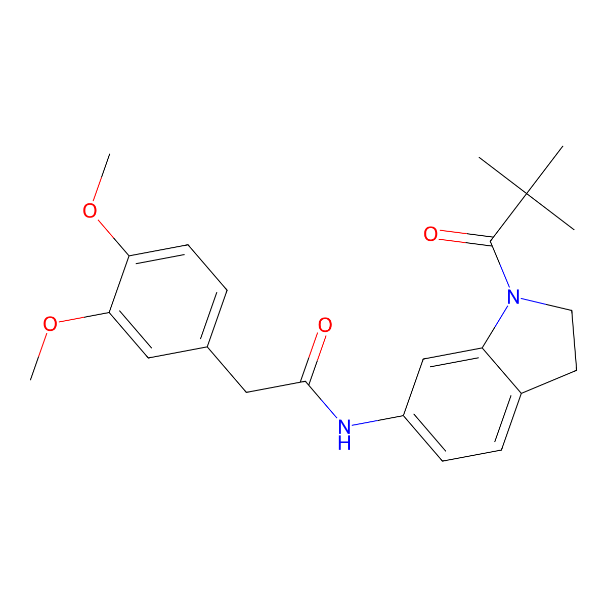 2-(3,4-dimethoxyphenyl)-N-(1-pivaloylindolin-6-yl)acetamide molecular structure, CAS 1058257-11-6
