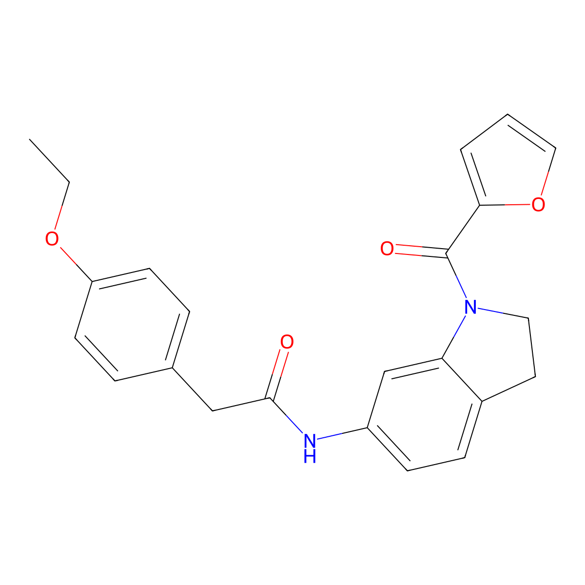 2-(4-ethoxyphenyl)-N-(1-(furan-2-carbonyl)indolin-6-yl)acetamide molecular structure, CAS 1058257-27-4