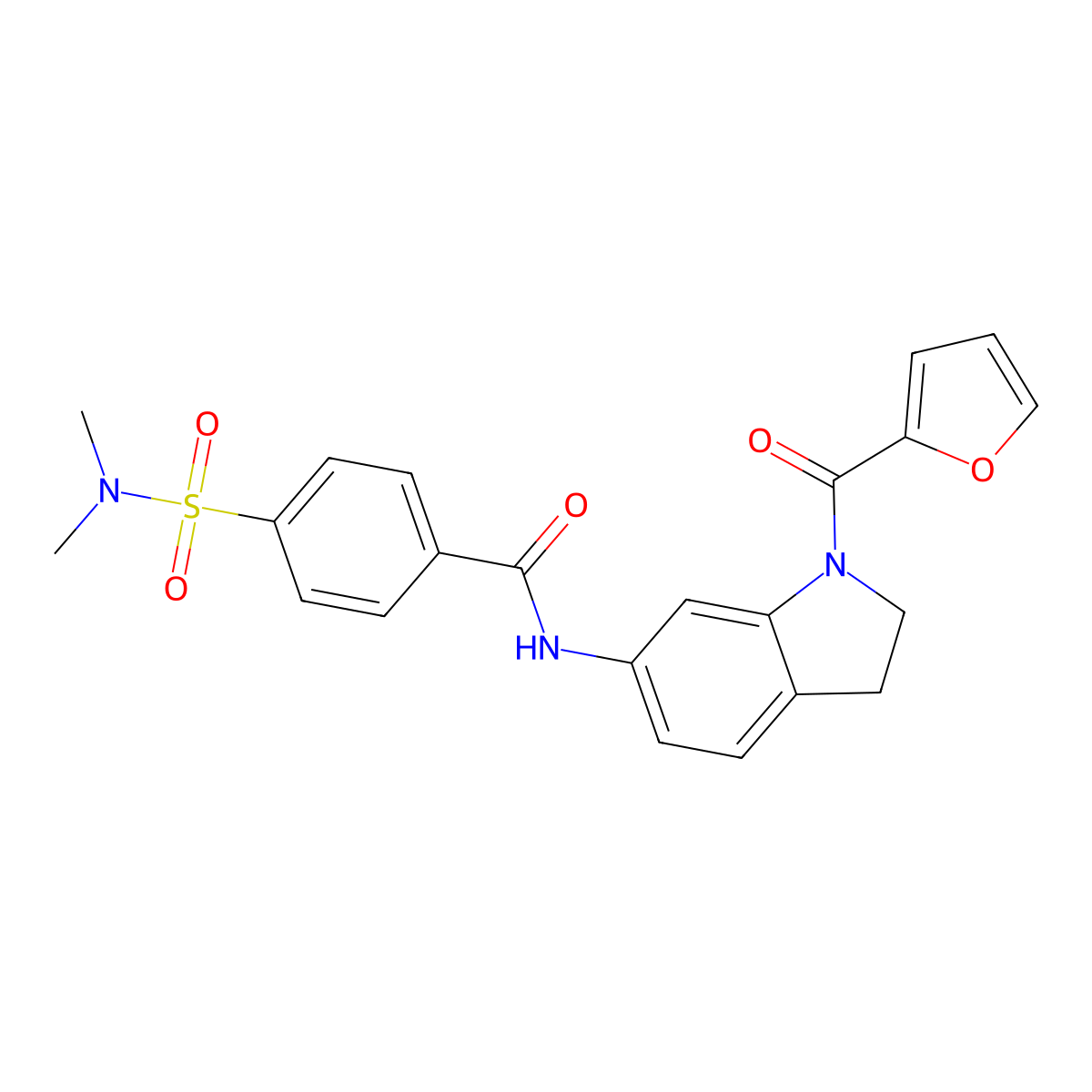 4-(N,N-dimethylsulfamoyl)-N-(1-(furan-2-carbonyl)indolin-6-yl)benzamide molecular structure, CAS 1058257-39-8