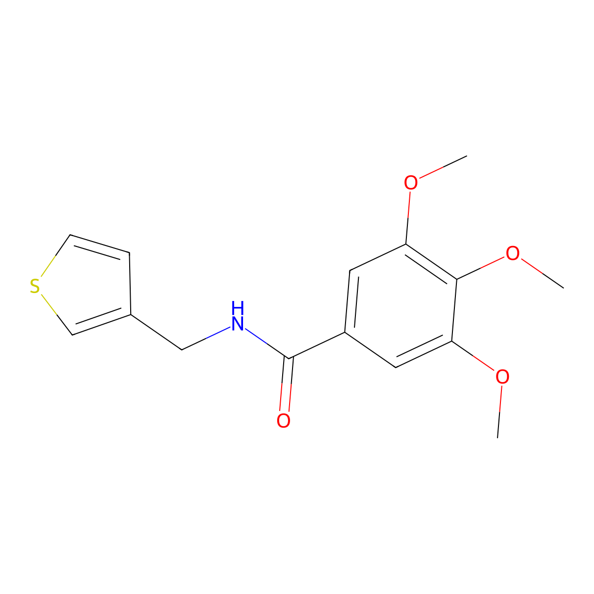 3,4,5-trimethoxy-N-(thiophen-3-ylmethyl)benzamide molecular structure, CAS 1058258-82-4