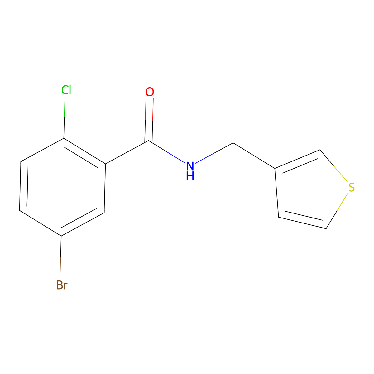 5-bromo-2-chloro-N-[(thiophen-3-yl)methyl]benzamide molecular structure, CAS 1058258-87-9