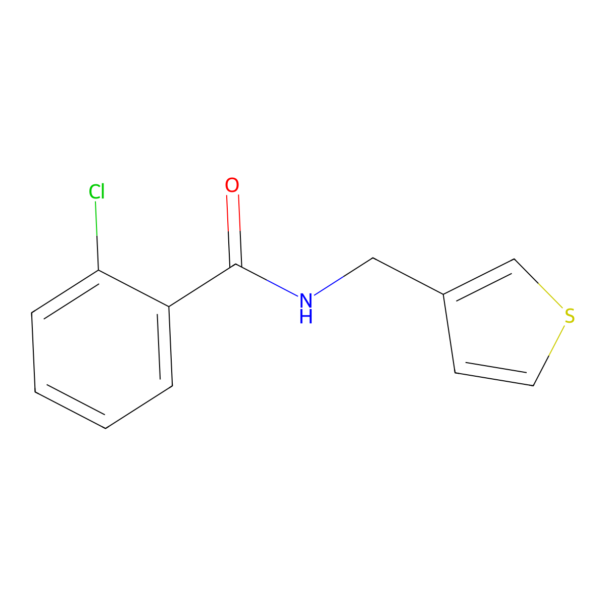 2-chloro-N-[(thiophen-3-yl)methyl]benzamide molecular structure, CAS 1058258-98-2