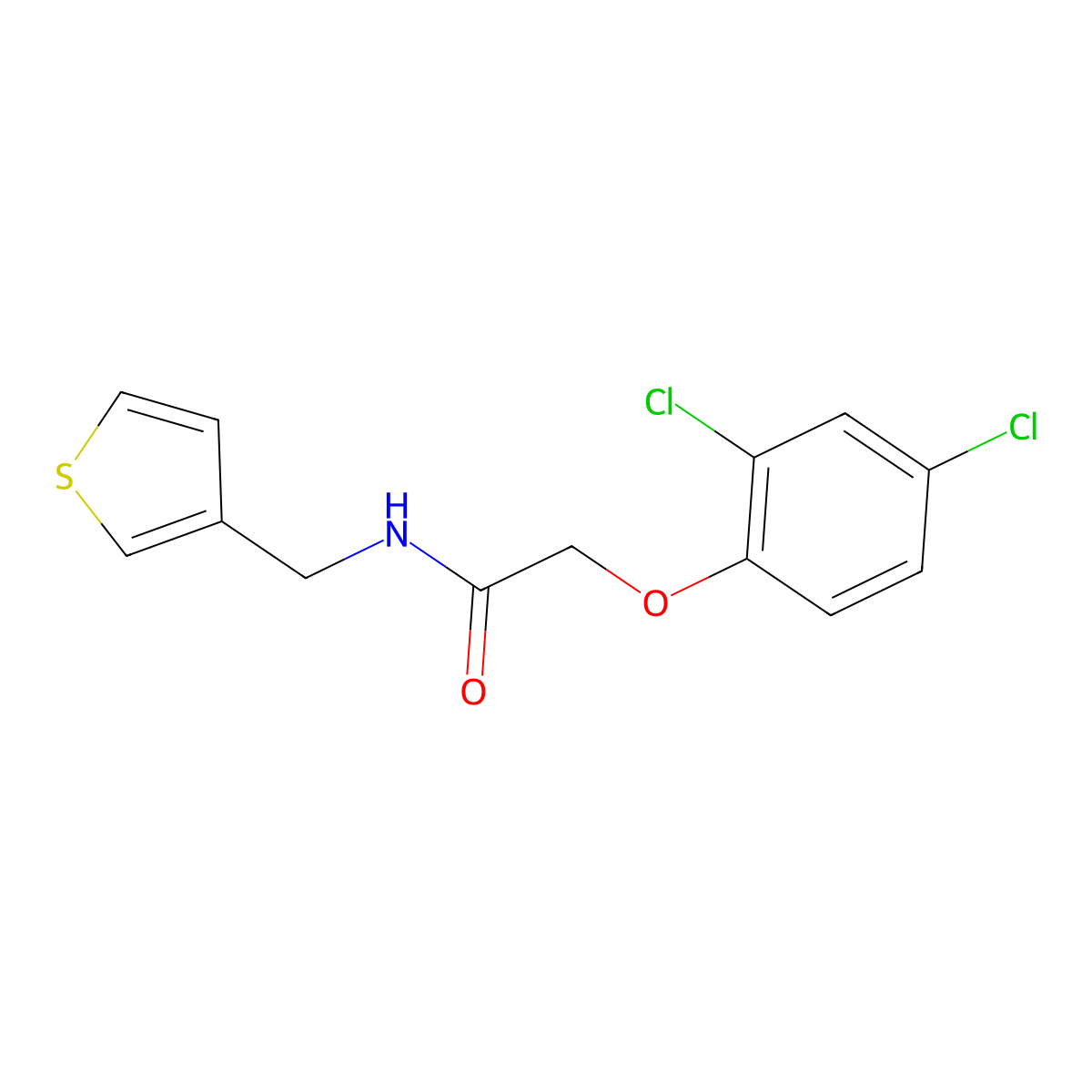 2-(2,4-dichlorophenoxy)-N-(thiophen-3-ylmethyl)acetamide molecular structure, CAS 1058259-04-3