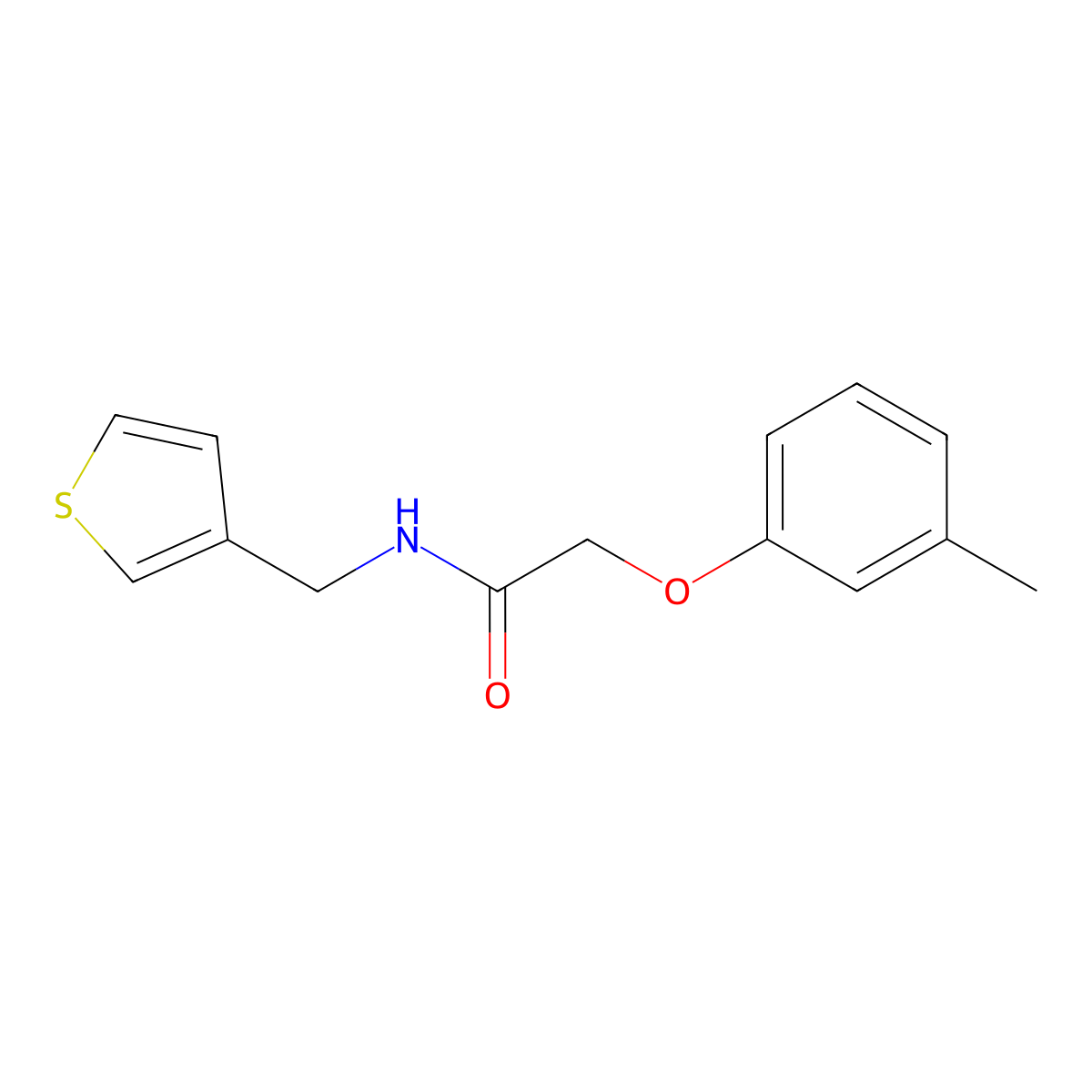 2-(3-methylphenoxy)-N-[(thiophen-3-yl)methyl]acetamide molecular structure, CAS 1058259-07-6
