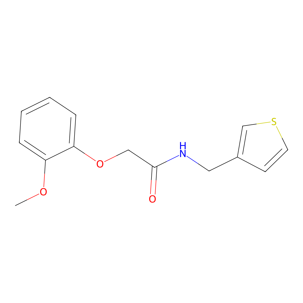 2-(2-methoxyphenoxy)-N-(thiophen-3-ylmethyl)acetamide molecular structure, CAS 1058259-08-7